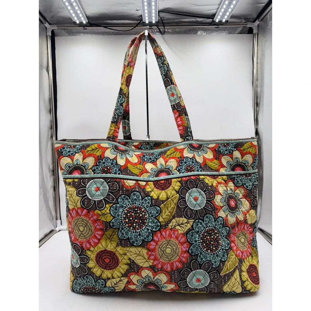 Vera Bradley Flower Shower Quilted Large Tote Shoulder Bag Retired Floral